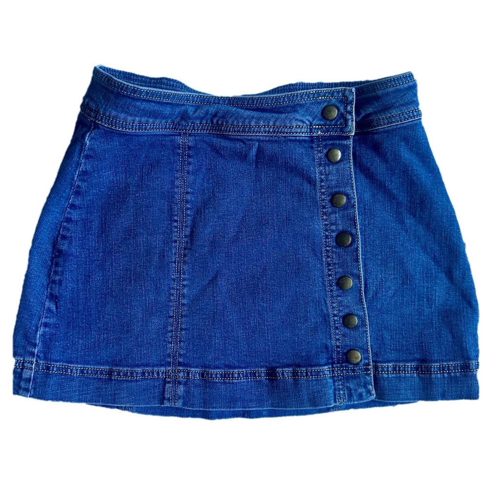 Free People Denim Button-Up Mini Skirt